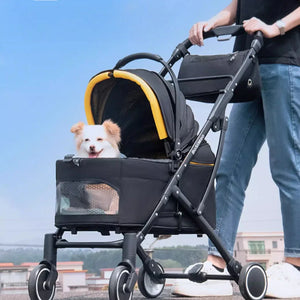 DODOPET 新款低座四輪摺疊可分離寵物出街手推車(寵物承重:20kg 送出街袋)-狗-毛孩物語Pets Thing|香港寵物貓狗用品專門店:IATA寵物飛機籠、寵物手推車、貓爬架貓樹