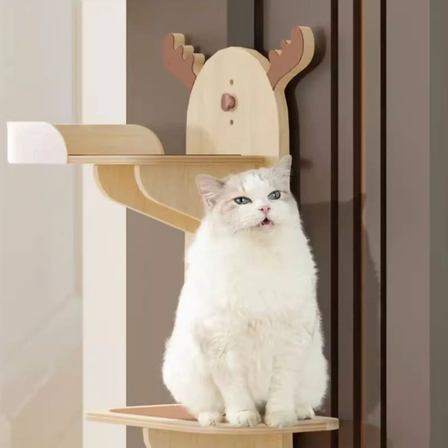 慳位4層木板掛門式貓爬架貓跳台樓梯 (貓窩版・無須鑽牆|150cm)-貓-毛孩物語Pets Thing|香港寵物貓狗用品專門店:IATA寵物飛機籠、寵物手推車、貓爬架貓樹