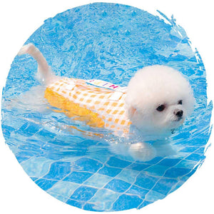 hipipet🏊♂️夏季狗狗玩水游泳可愛格仔小型狗狗泳衣(黃色)-狗-毛孩物語Pets Thing|香港寵物貓狗用品專門店:IATA寵物飛機籠、寵物手推車、貓爬架貓樹