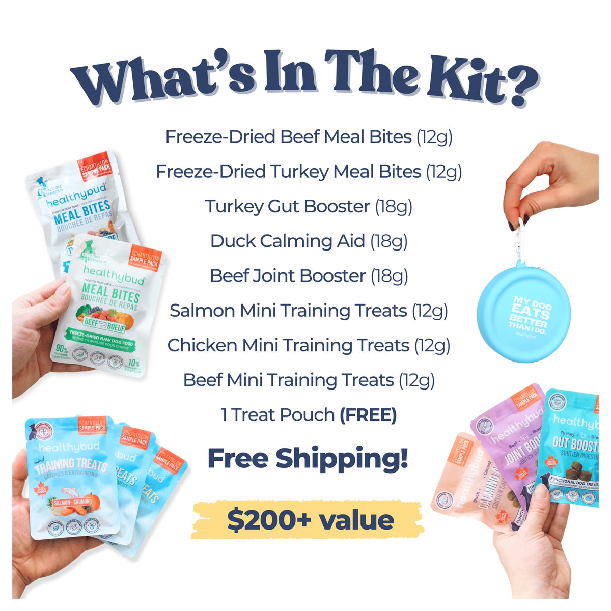 Healthybud Sample Kit: 8 Best-Selling Food & Treats|狗狗零食|加拿大直送-狗-毛孩物語Pets Thing|香港寵物貓狗用品專門店:IATA寵物飛機籠、寵物手推車、貓爬架貓樹