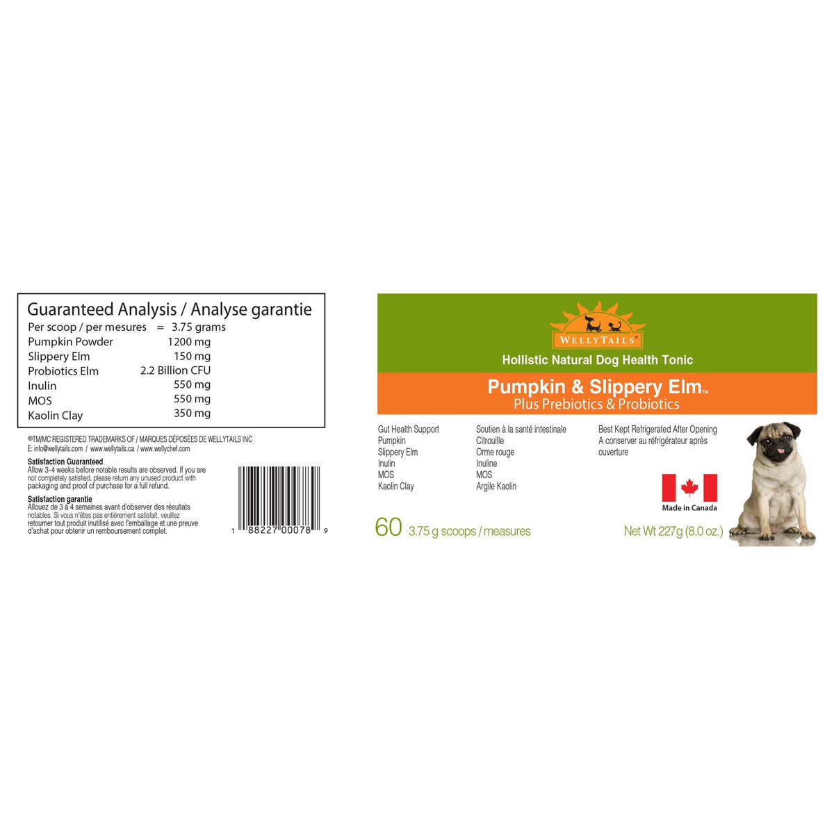WellyTails Pumpkin & Slippery Elm with GUT Probiotics & Prebiotics|狗狗營養補充品|加拿大直送-寵物補充品-毛孩物語Pets Thing|香港寵物貓狗用品專門店:IATA寵物飛機籠、寵物手推車、貓爬架貓樹