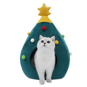 聖誕冬季保暖封閉式絨面聖誕樹型貓咪屋狗窩-貓狗-毛孩物語Pets Thing|香港寵物貓狗用品專門店:IATA寵物飛機籠、寵物手推車、貓爬架貓樹