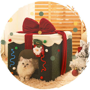聖誕冬季保暖封閉式絨面貓咪方型屋狗窩-貓狗-毛孩物語Pets Thing|香港寵物貓狗用品專門店:IATA寵物飛機籠、寵物手推車、貓爬架貓樹