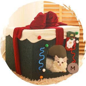 聖誕冬季保暖封閉式絨面貓咪方型屋狗窩-貓狗-毛孩物語Pets Thing|香港寵物貓狗用品專門店:IATA寵物飛機籠、寵物手推車、貓爬架貓樹