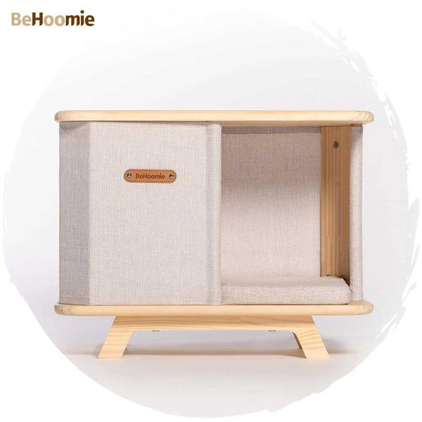 【人寵共用・台灣直送】BeHoomie麻布原木寵物窩茶几-貓狗-毛孩物語Pets Thing|香港寵物貓狗用品專門店:IATA寵物飛機籠、寵物手推車、貓爬架貓樹