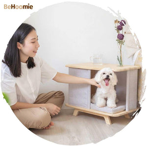 【人寵共用・台灣直送】BeHoomie麻布原木寵物窩茶几-貓狗-毛孩物語Pets Thing|香港寵物貓狗用品專門店:IATA寵物飛機籠、寵物手推車、貓爬架貓樹