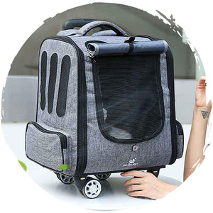 DODOPET 寵物兩用背囊手拉車 四輪360度轉動(藍色) (寵物承重:10kg)-貓狗-毛孩物語Pets Thing|香港寵物貓狗用品專門店:IATA寵物飛機籠、寵物手推車、貓爬架貓樹