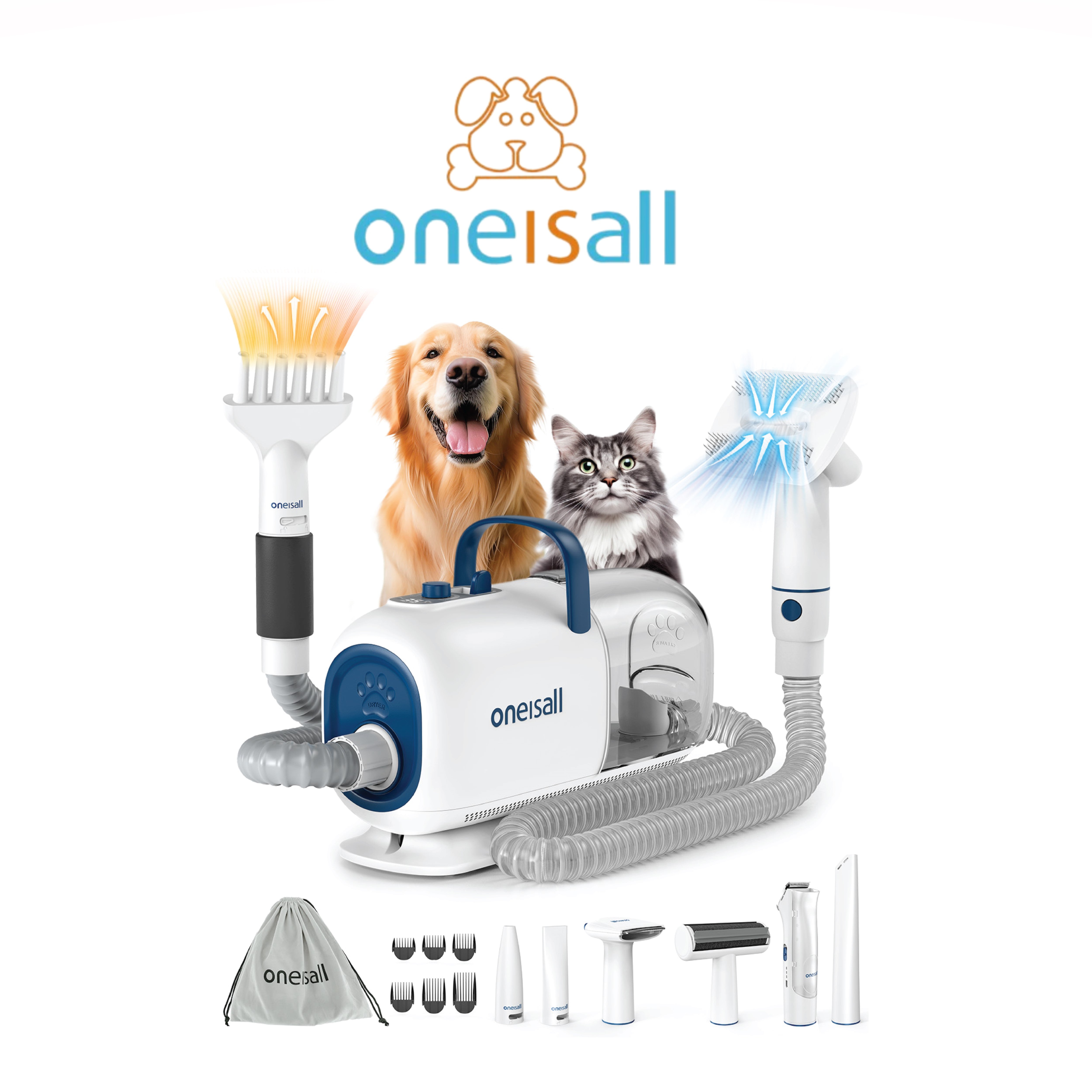 Oneisall KYLE 寵物美容真空吸毛器-貓狗-毛孩物語Pets Thing｜香港寵物貓狗用品專門店：IATA寵物飛機籠、寵物手推車、貓爬架貓樹