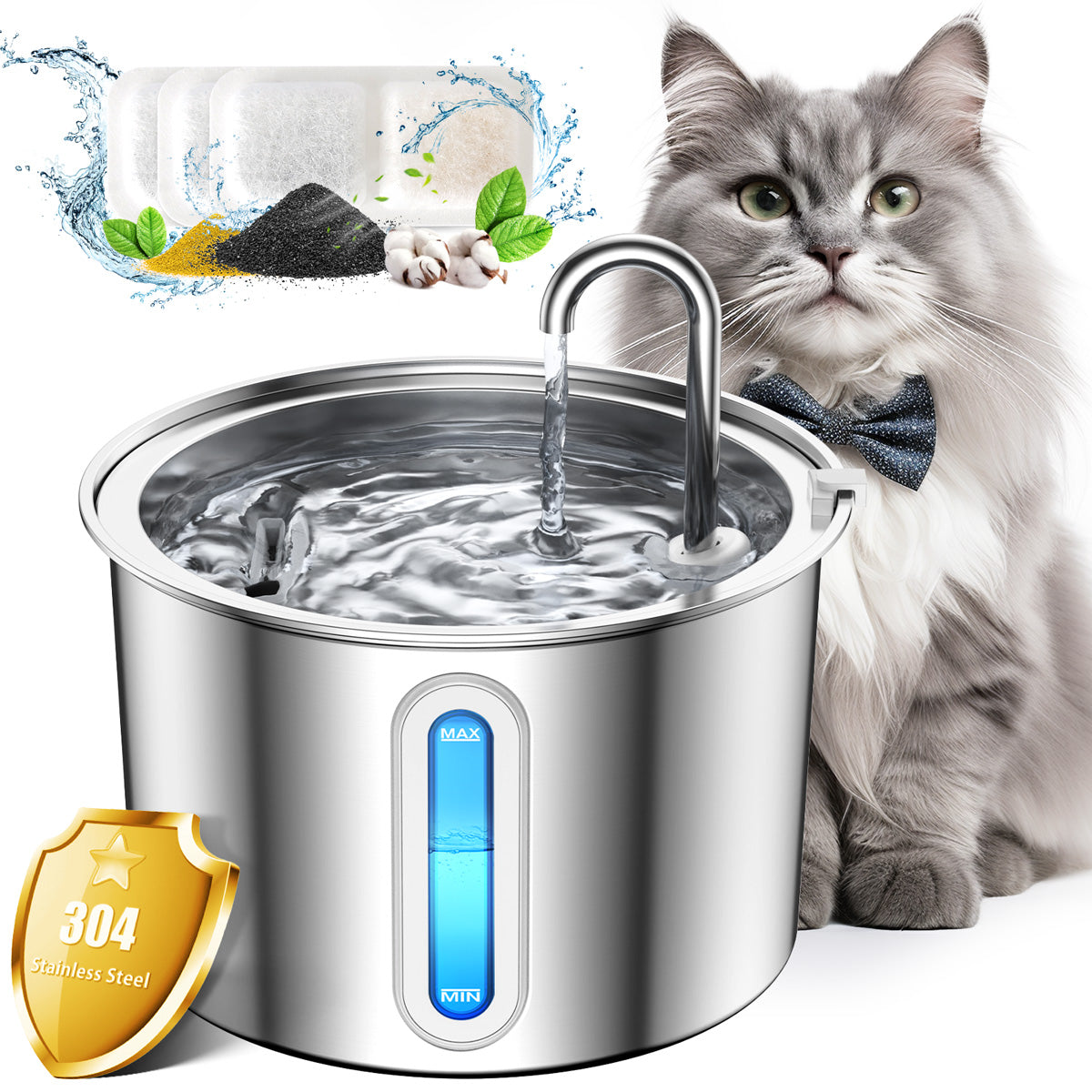 ONEISALL PWF-001 304不鏽鋼 2公升寵物自動飲水機-毛孩物語Pets Thing｜香港寵物貓狗用品專門店：IATA寵物飛機籠、寵物手推車、貓爬架貓樹
