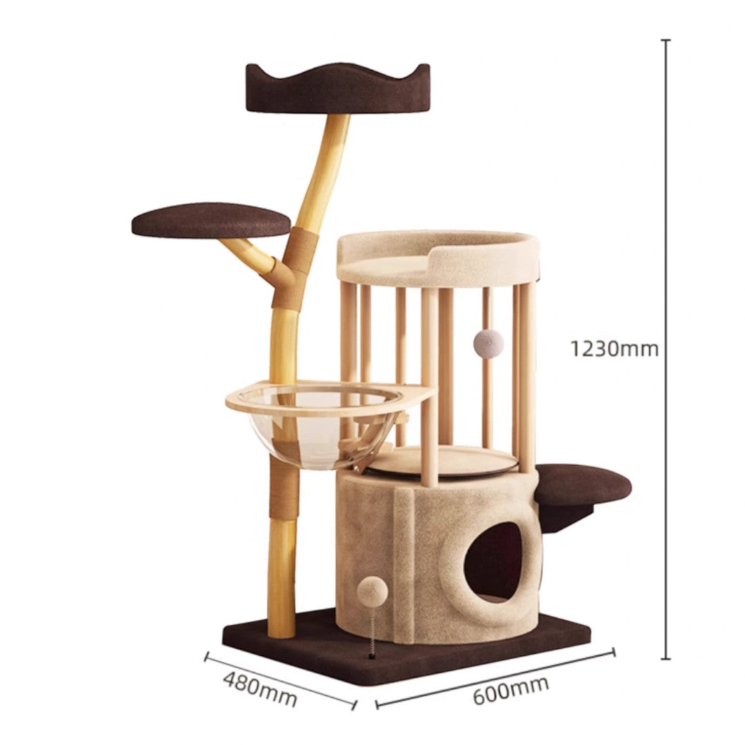 冬季保暖原木風實木樹屋貓爬架 (7層款｜123cm)-貓-毛孩物語Pets Thing｜香港寵物貓狗用品專門店：IATA寵物飛機籠、寵物手推車、貓爬架貓樹