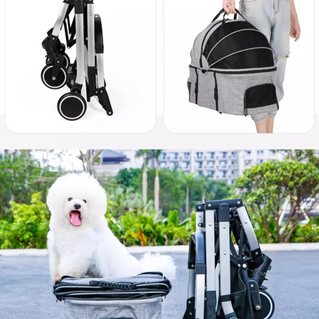 DODOPET 鋁合金高座拉桿式四輪摺疊可分離寵物出街手推車（寵物承重：20kg）-狗-毛孩物語Pets Thing｜香港寵物貓狗用品專門店：IATA寵物飛機籠、寵物手推車、貓爬架貓樹