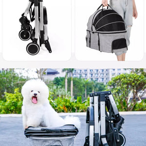 DODOPET 鋁合金高座拉桿式四輪摺疊可分離寵物出街手推車（寵物承重：20kg）-狗-毛孩物語Pets Thing｜香港寵物貓狗用品專門店：IATA寵物飛機籠、寵物手推車、貓爬架貓樹