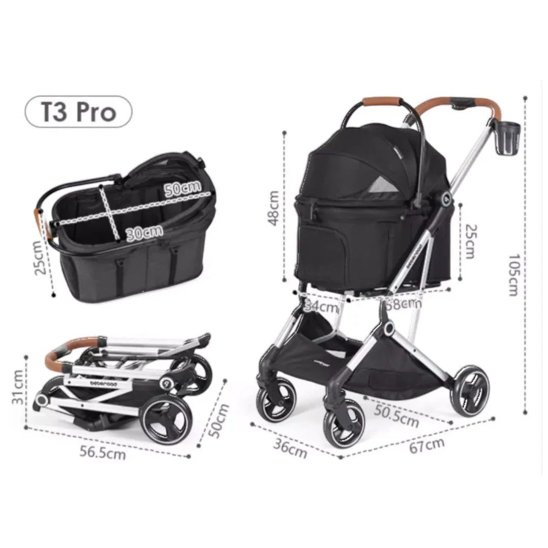BebeRoad T3 Pro 輕便折疊可拆卸寵物推車 （寵物承重：20kg）-狗-毛孩物語Pets Thing｜香港寵物貓狗用品專門店：IATA寵物飛機籠、寵物手推車、貓爬架貓樹