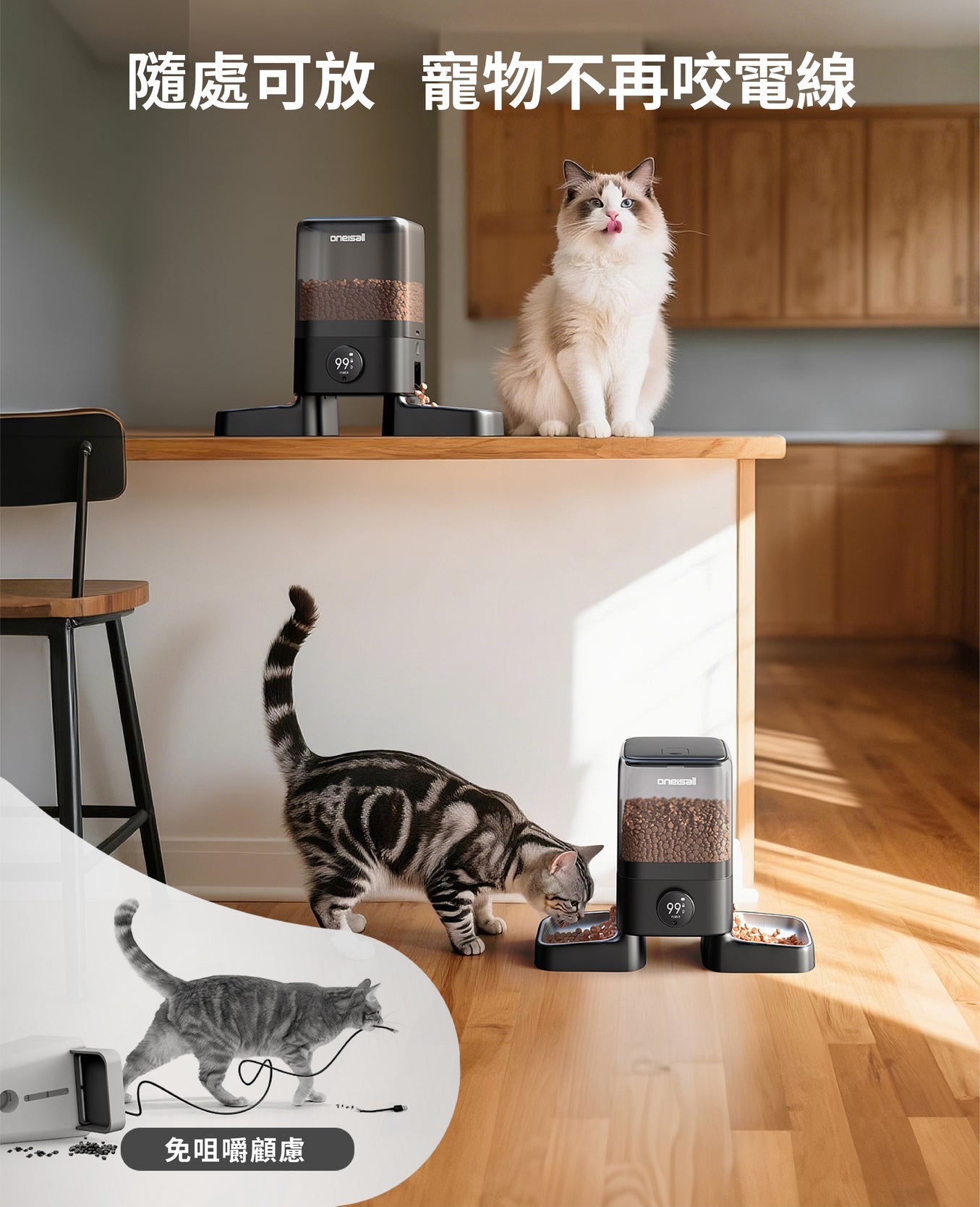 Oneisall PF10 5L雙碗無線WiFi喂食器
