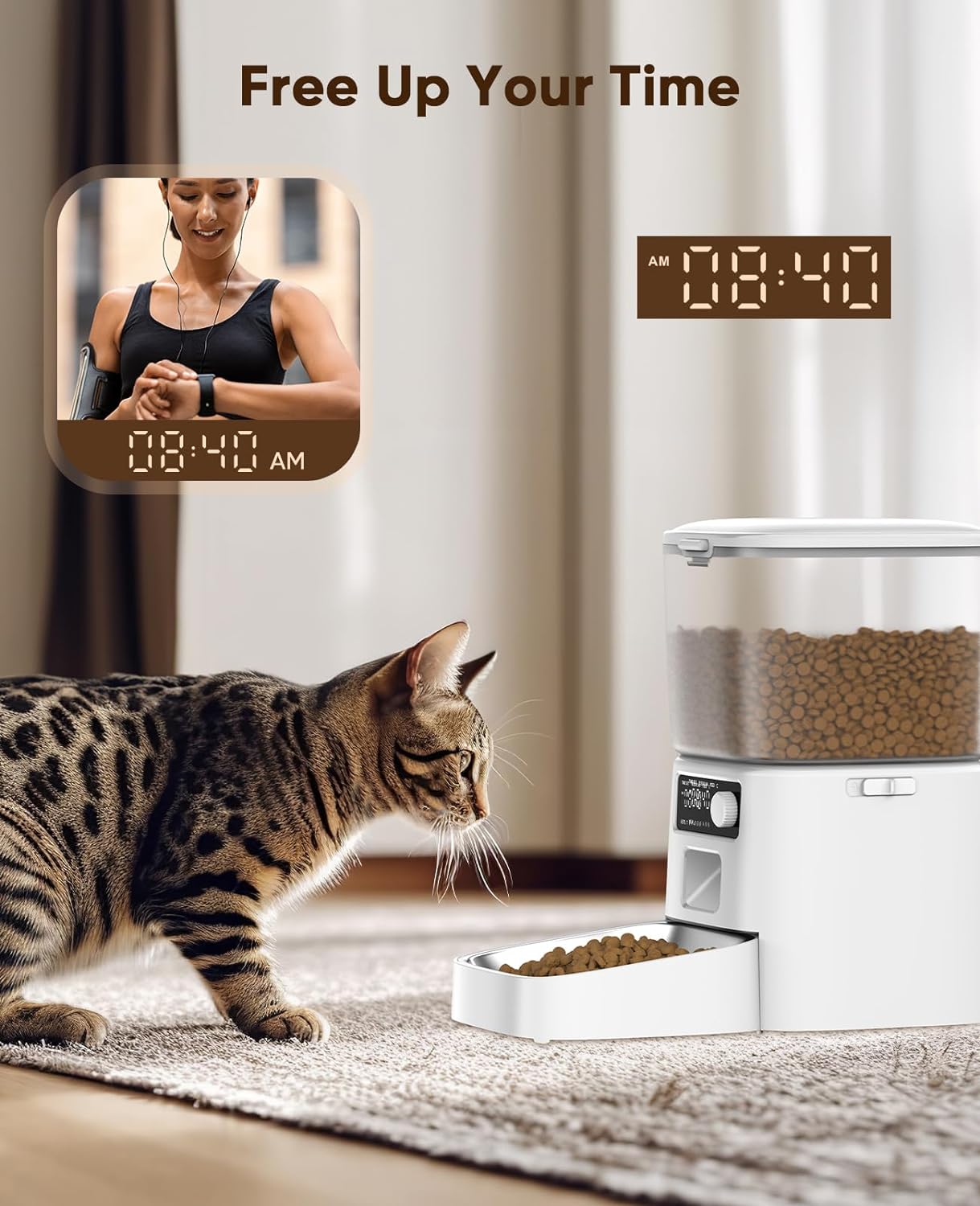 Oneisall PFD001 寵物自動餵食器單碗版（白色）-自動餵食器-毛孩物語Pets Thing｜香港寵物貓狗用品專門店：IATA寵物飛機籠、寵物手推車、貓爬架貓樹