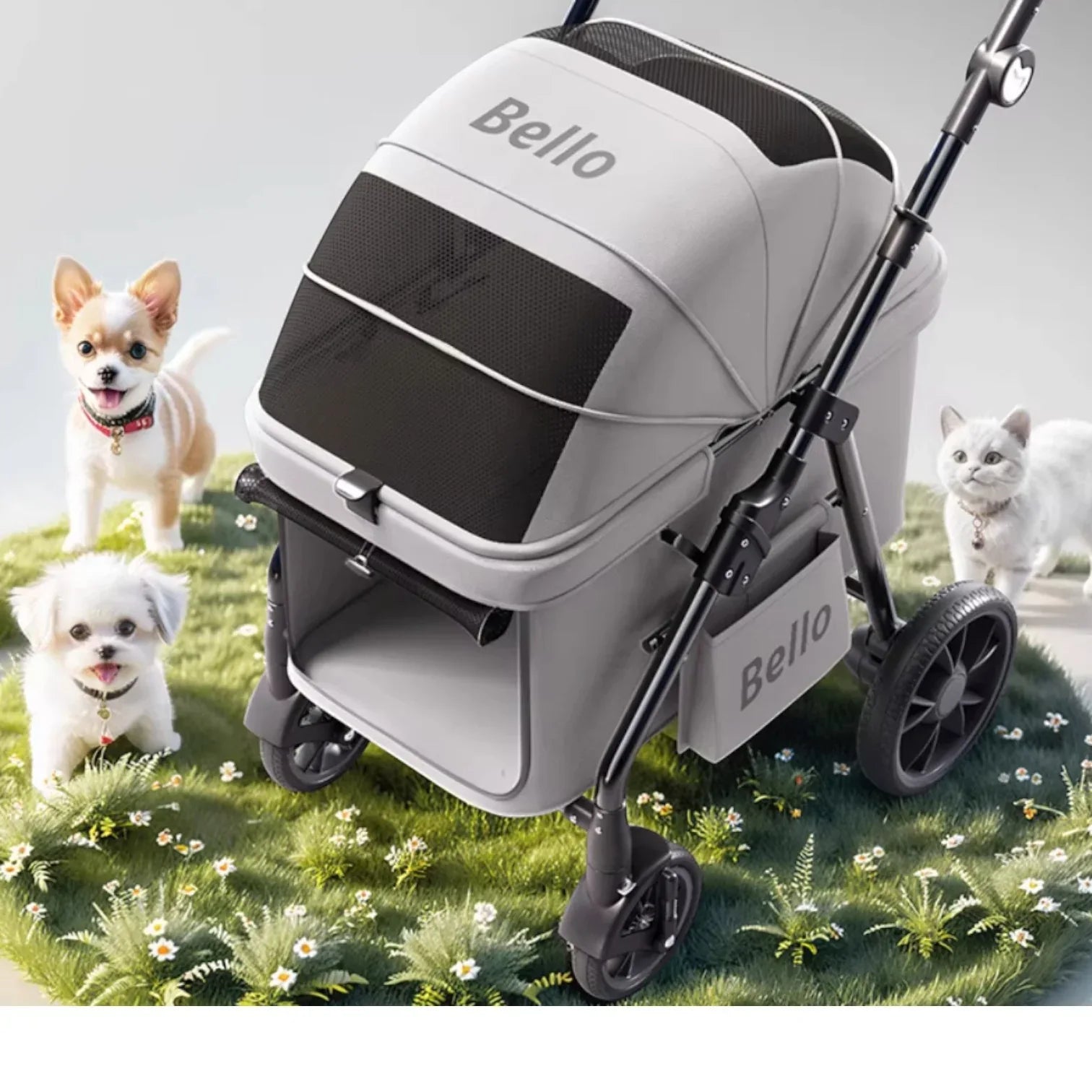 BELLO D9 中大型可折疊減震大輪寵物推車 (寵物承重：20kg)-狗-毛孩物語Pets Thing｜香港寵物貓狗用品專門店：IATA寵物飛機籠、寵物手推車、貓爬架貓樹