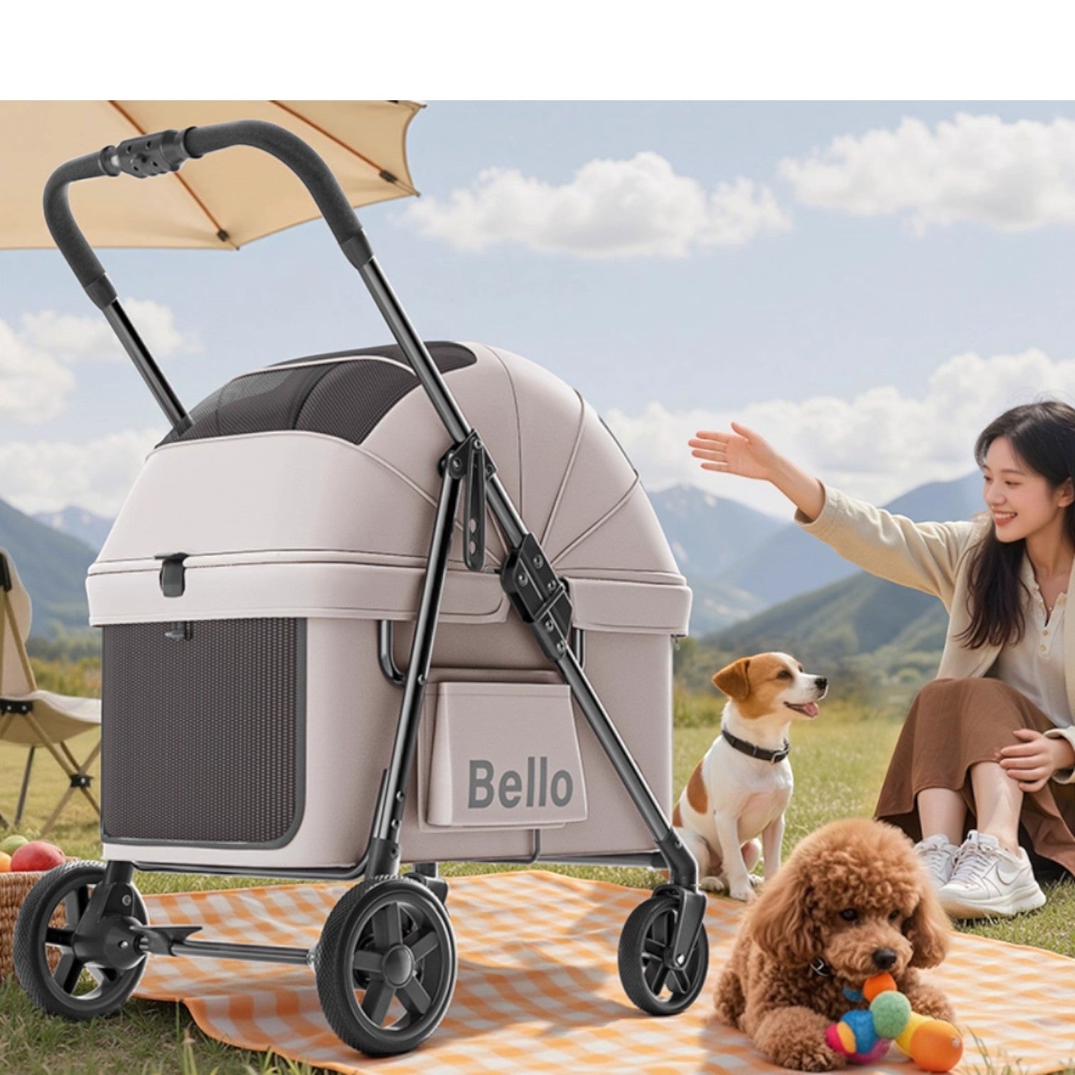 BELLO D6 中小型一體折疊寵物推車 (寵物承重：15kg)