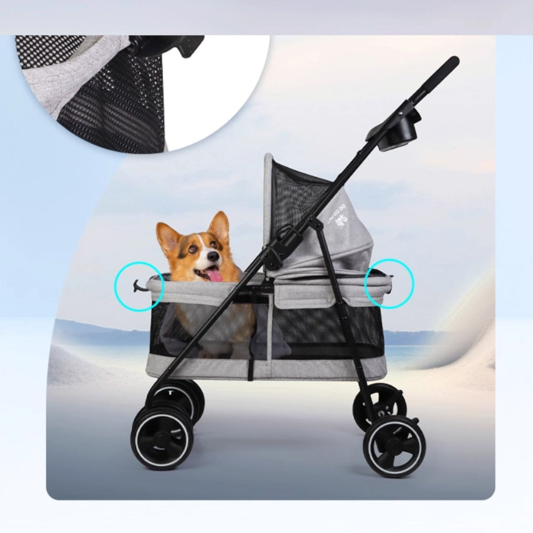 DODOPET 升級版 輕便摺疊寵物手推車 (全景透氣款)（寵物承重：15kg）-狗-毛孩物語Pets Thing｜香港寵物貓狗用品專門店：IATA寵物飛機籠、寵物手推車、貓爬架貓樹