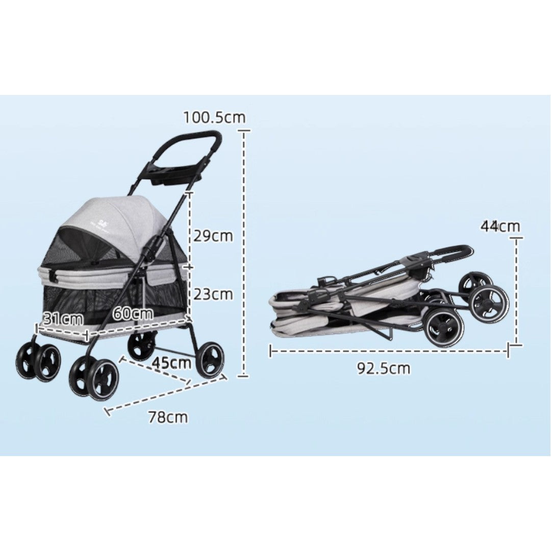 DODOPET 升級版 輕便摺疊寵物手推車 (全景透氣款)（寵物承重：15kg）-狗-毛孩物語Pets Thing｜香港寵物貓狗用品專門店：IATA寵物飛機籠、寵物手推車、貓爬架貓樹