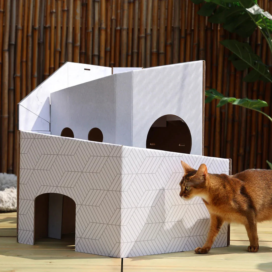 Pettellyava’ Mini Cat Mansion 摺疊式貓屋-貓-毛孩物語Pets Thing｜香港寵物貓狗用品專門店：IATA寵物飛機籠、寵物手推車、貓爬架貓樹