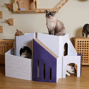 Pettellyava’ Mini Cat Mansion 摺疊式貓屋-貓-毛孩物語Pets Thing｜香港寵物貓狗用品專門店：IATA寵物飛機籠、寵物手推車、貓爬架貓樹