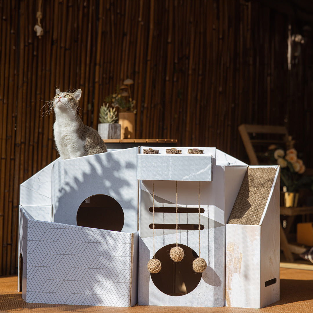 Mini Cat Mansion 摺疊式貓屋-貓-毛孩物語Pets Thing｜香港寵物貓狗用品專門店：IATA寵物飛機籠、寵物手推車、貓爬架貓樹