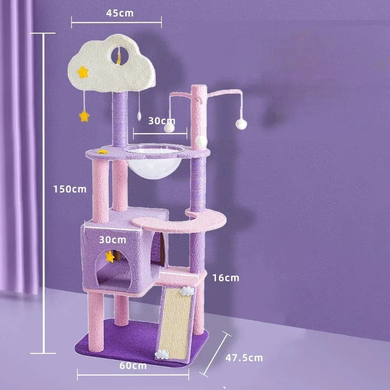 🌙夢幻星雲升級貓樹實木抓柱🐱貓爬架跳台(5層款｜150cm)-貓-毛孩物語Pets Thing｜香港寵物貓狗用品專門店：IATA寵物飛機籠、寵物手推車、貓爬架貓樹