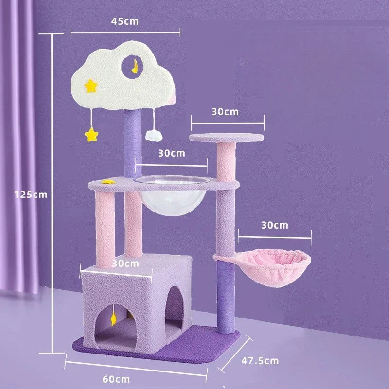🌙夢幻星雲升級貓樹實木抓柱🐱貓爬架跳台(5層款｜125cm)-貓-毛孩物語Pets Thing｜香港寵物貓狗用品專門店：IATA寵物飛機籠、寵物手推車、貓爬架貓樹