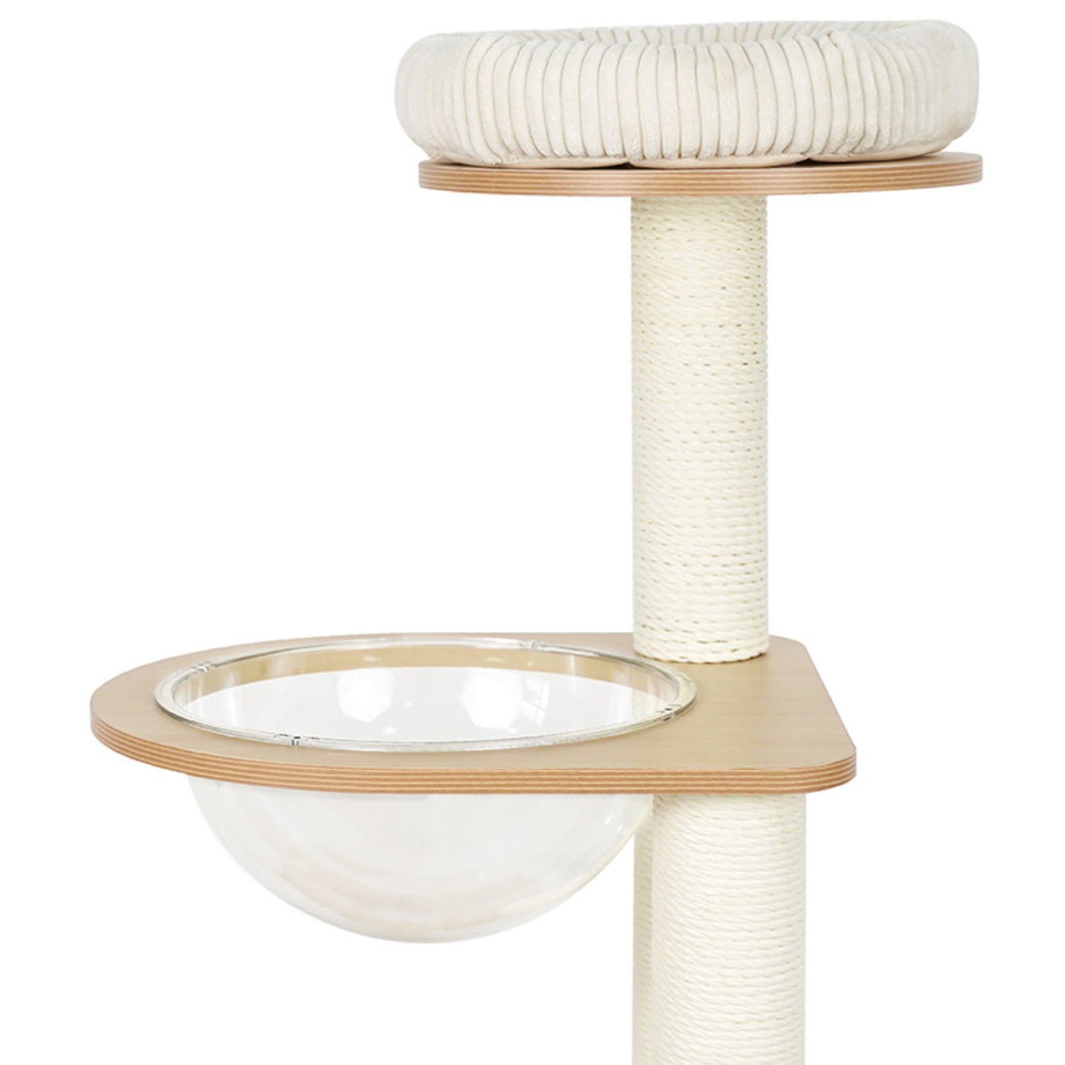 zeze Modern Wooden Cat Tree with Scratching Post and Platforms (Five-Tiered Space/Includes Space Capsule)