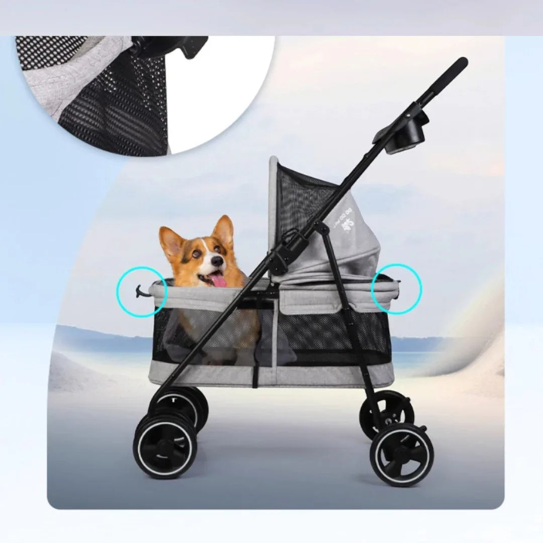 DODOPET 升級版 輕便摺疊寵物手推車 (全景透氣款)（寵物承重：15kg）-狗-毛孩物語Pets Thing｜香港寵物貓狗用品專門店：IATA寵物飛機籠、寵物手推車、貓爬架貓樹