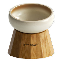 Petpeace 白蠟木高腳陶瓷寵物碗（單碗／雙碗／餐墊套裝・7 款） 商品圖片 1