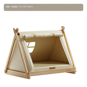Petpeace 實木離地寵物帳篷床（60／73cm・四季墊／冰藤／毛絨） 商品圖片 2