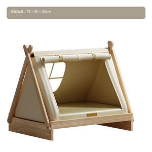 Petpeace 實木離地寵物帳篷床（60／73cm・四季墊／冰藤／毛絨） 商品圖片 3