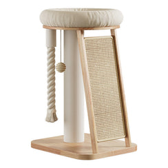 Petpeace 實木劍麻爬梯貓爬架（75cm・45cm 圓形貓窩） 商品圖片 1