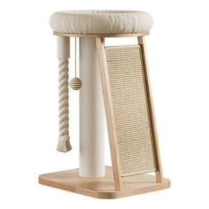 Petpeace 實木劍麻爬梯貓爬架（75cm・45cm 圓形貓窩） 商品圖片 1