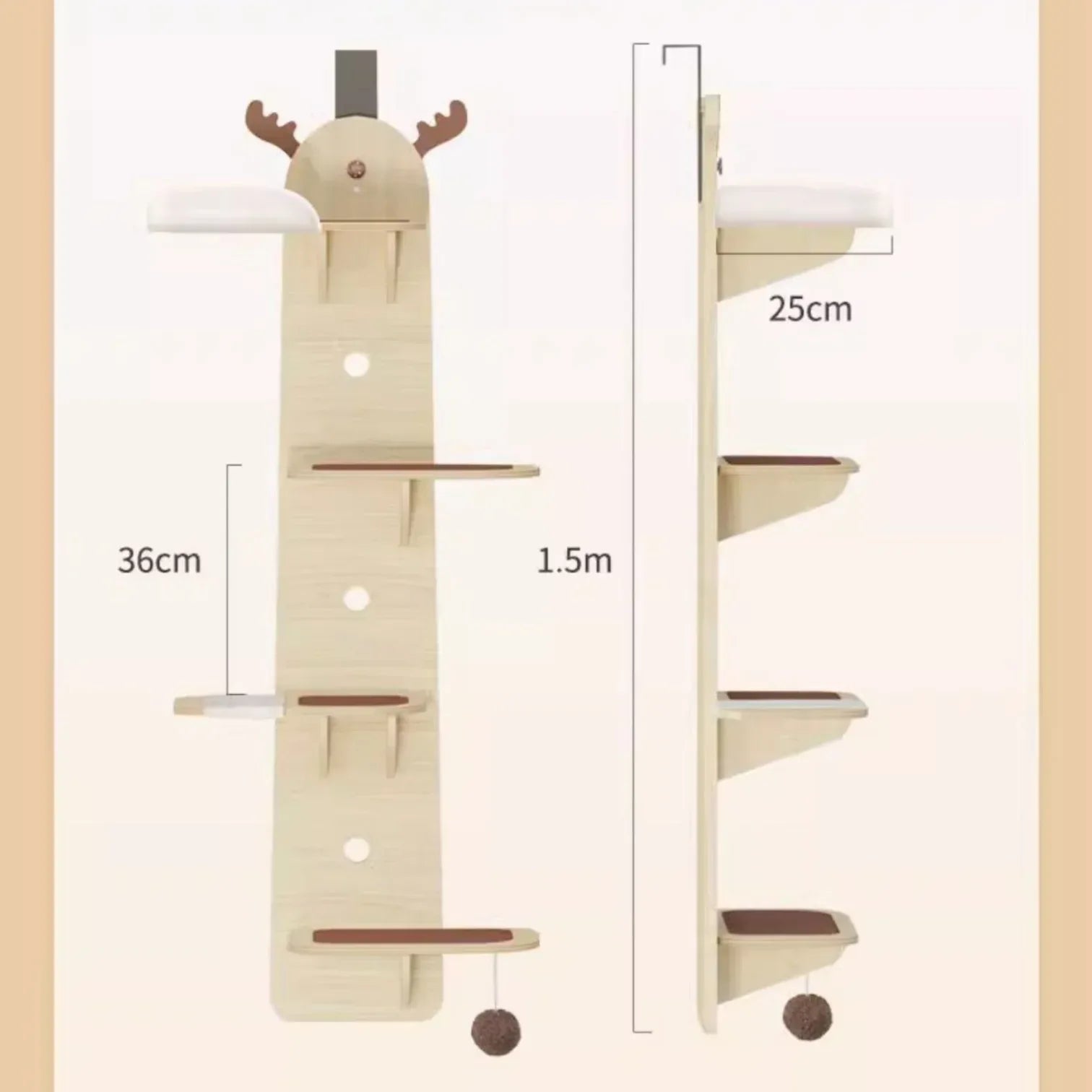慳位4層木板掛門式貓爬架貓跳台樓梯 （無須鑽牆｜150cm)-貓-毛孩物語Pets Thing｜香港寵物貓狗用品專門店：IATA寵物飛機籠、寵物手推車、貓爬架貓樹