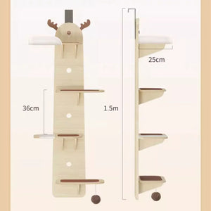 慳位4層木板掛門式貓爬架貓跳台樓梯 （無須鑽牆｜150cm)-貓-毛孩物語Pets Thing｜香港寵物貓狗用品專門店：IATA寵物飛機籠、寵物手推車、貓爬架貓樹