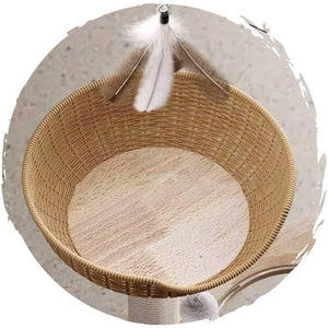 實木一體式貓爬架連太空艙貓窩逗貓滾球玩具 (4層款｜107cm)-貓-毛孩物語Pets Thing｜香港寵物貓狗用品專門店：IATA寵物飛機籠、寵物手推車、貓爬架貓樹