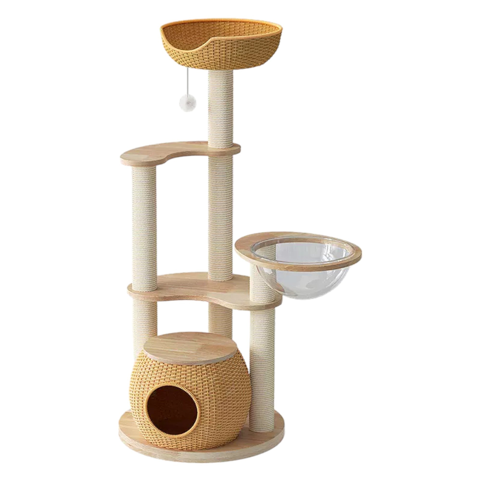 Solid wood multifunctional short-legged cat climbing frame with