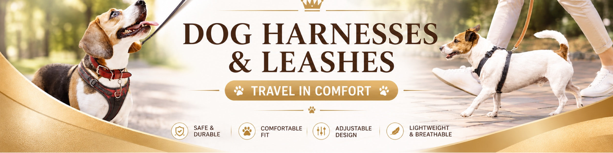 Dog harnesses and leashes for safe comfortable walks