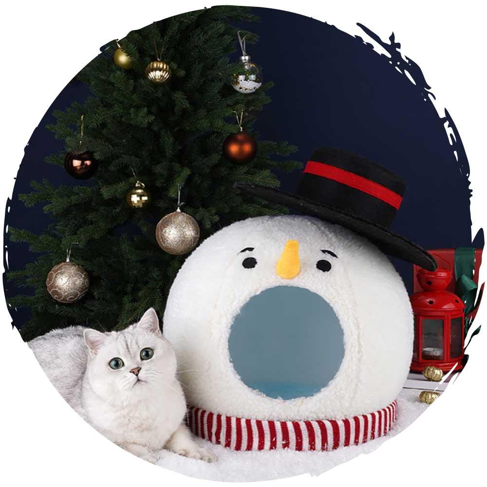 zeze聖誕雪人貓窩封閉式冬季保暖貓窩 （限時勁減優惠，只限1件）-貓狗-毛孩物語Pets Thing｜香港寵物貓狗用品專門店：IATA寵物飛機籠、寵物手推車、貓爬架貓樹