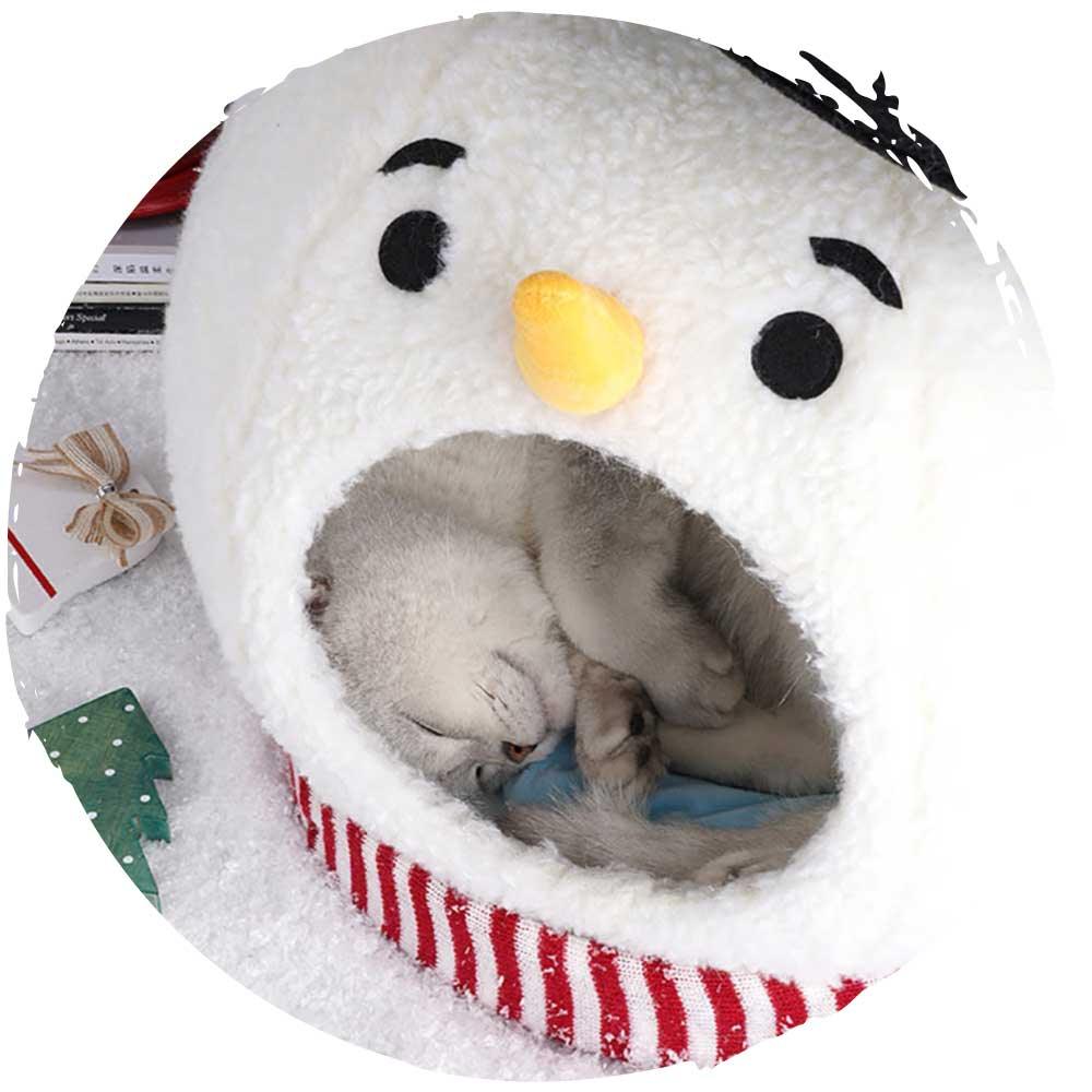zeze聖誕雪人貓窩封閉式冬季保暖貓窩 （限時勁減優惠，只限1件）-貓狗-毛孩物語Pets Thing｜香港寵物貓狗用品專門店：IATA寵物飛機籠、寵物手推車、貓爬架貓樹