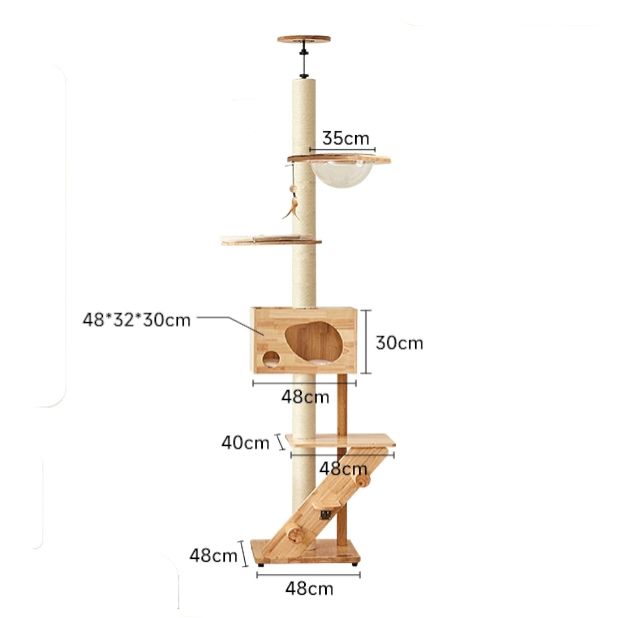 慳位系列：頂天立地通天柱實木貓屋貓爬架 (5層｜適合樓底高度：2.15~2.45米)-貓-毛孩物語Pets Thing｜香港寵物貓狗用品專門店：IATA寵物飛機籠、寵物手推車、貓爬架貓樹