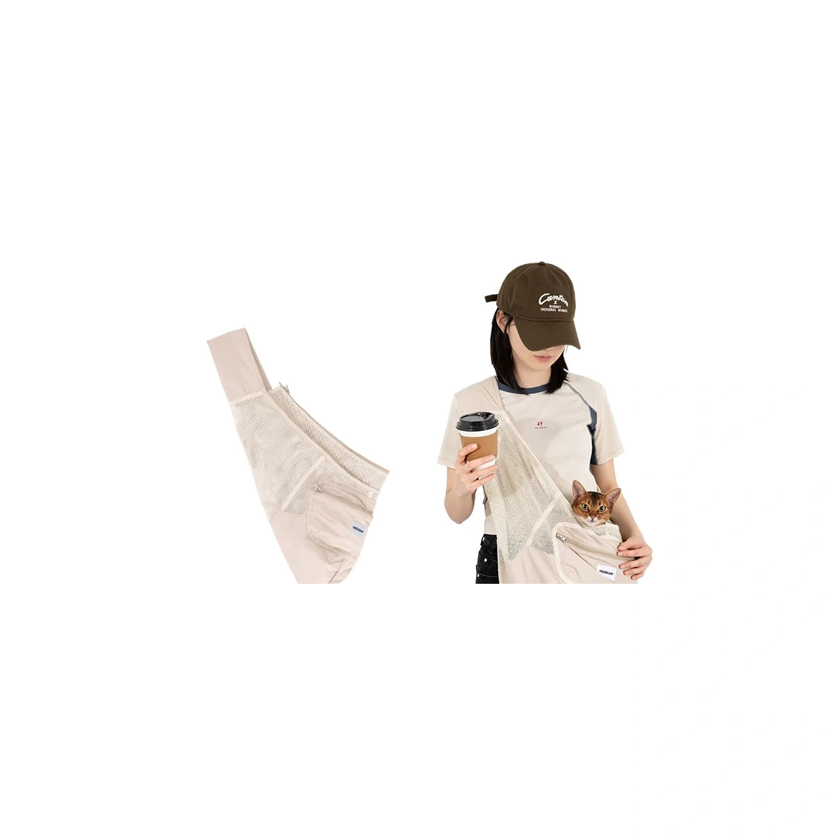 HiDREAM 牛乳棕網袋夏季款寵物斜揹袋