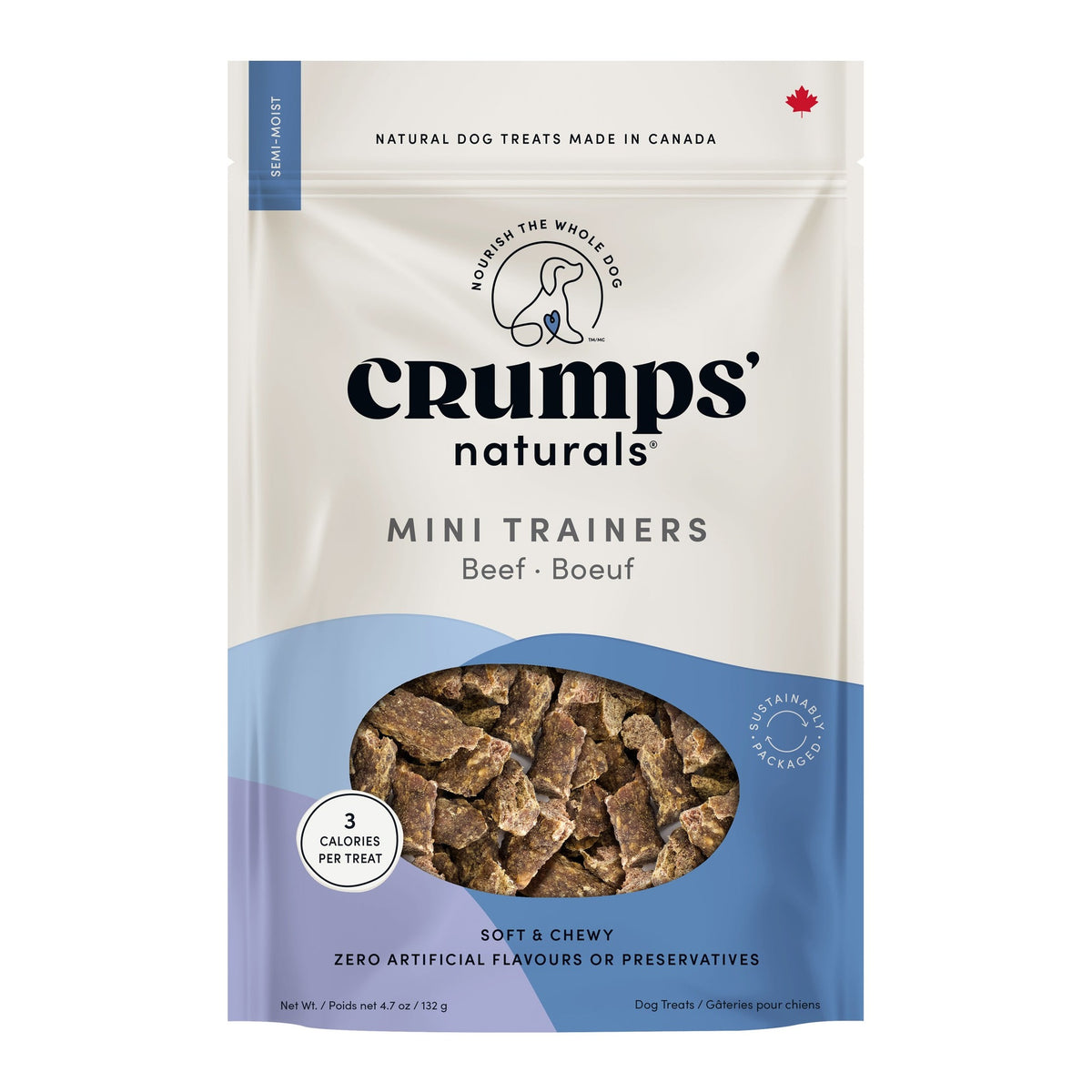 Crumps' Naturals Semi Moist Beef Mini Trainers｜狗狗零食｜加拿大直送-狗-毛孩物語Pets Thing｜香港寵物貓狗用品專門店：IATA寵物飛機籠、寵物手推車、貓爬架貓樹