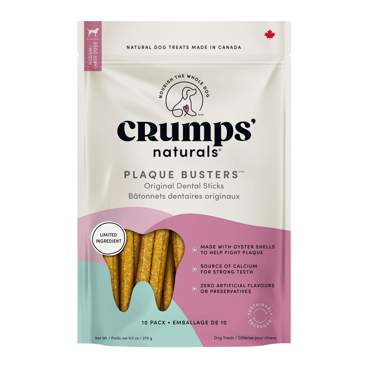 Crumps' Naturals Plaque Busters Original Dental Sticks｜狗狗零食｜加拿大直送 主產品圖