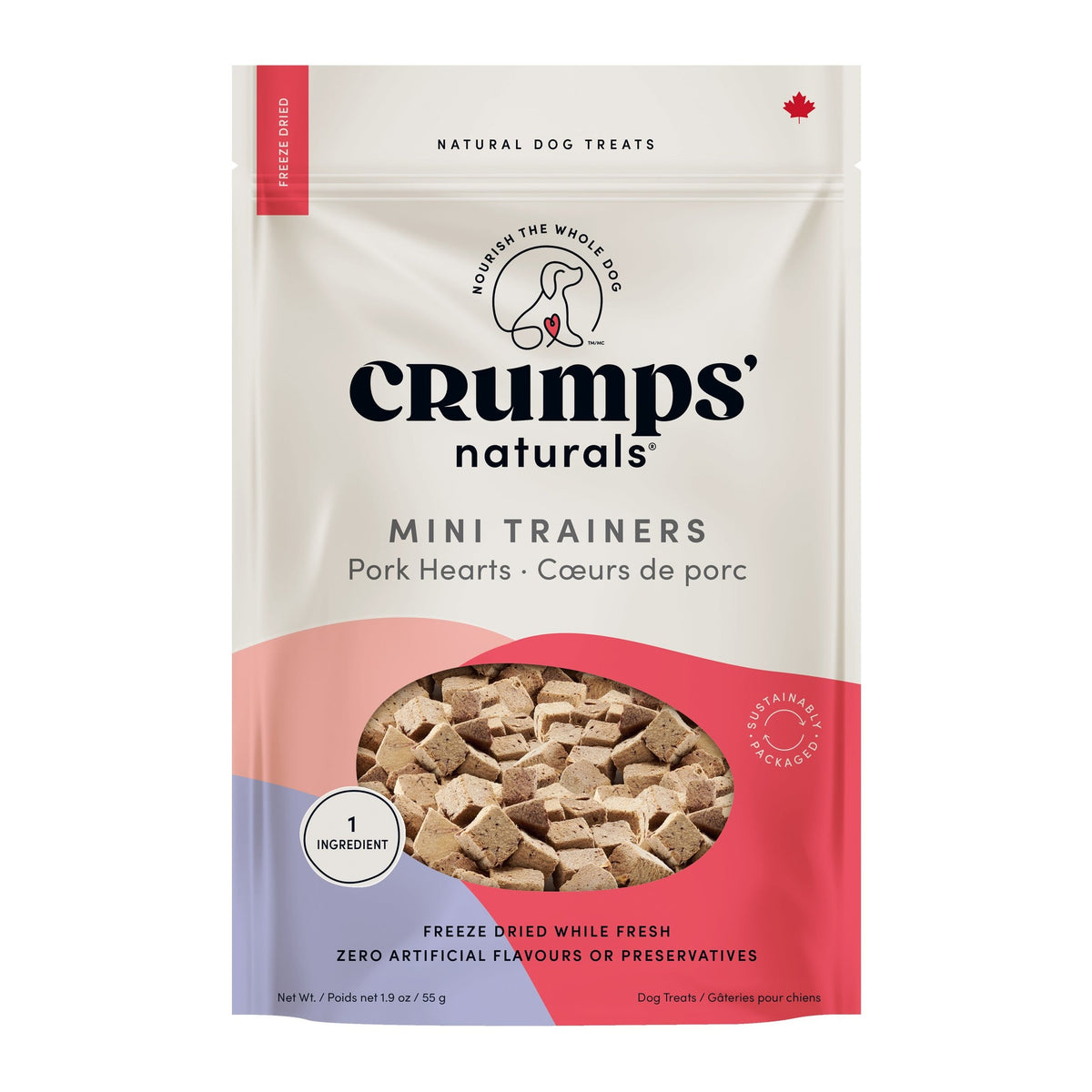 Crumps' Naturals Mini Trainers Freeze Dried Pork Hearts｜狗狗零食｜加拿大直送 主產品圖