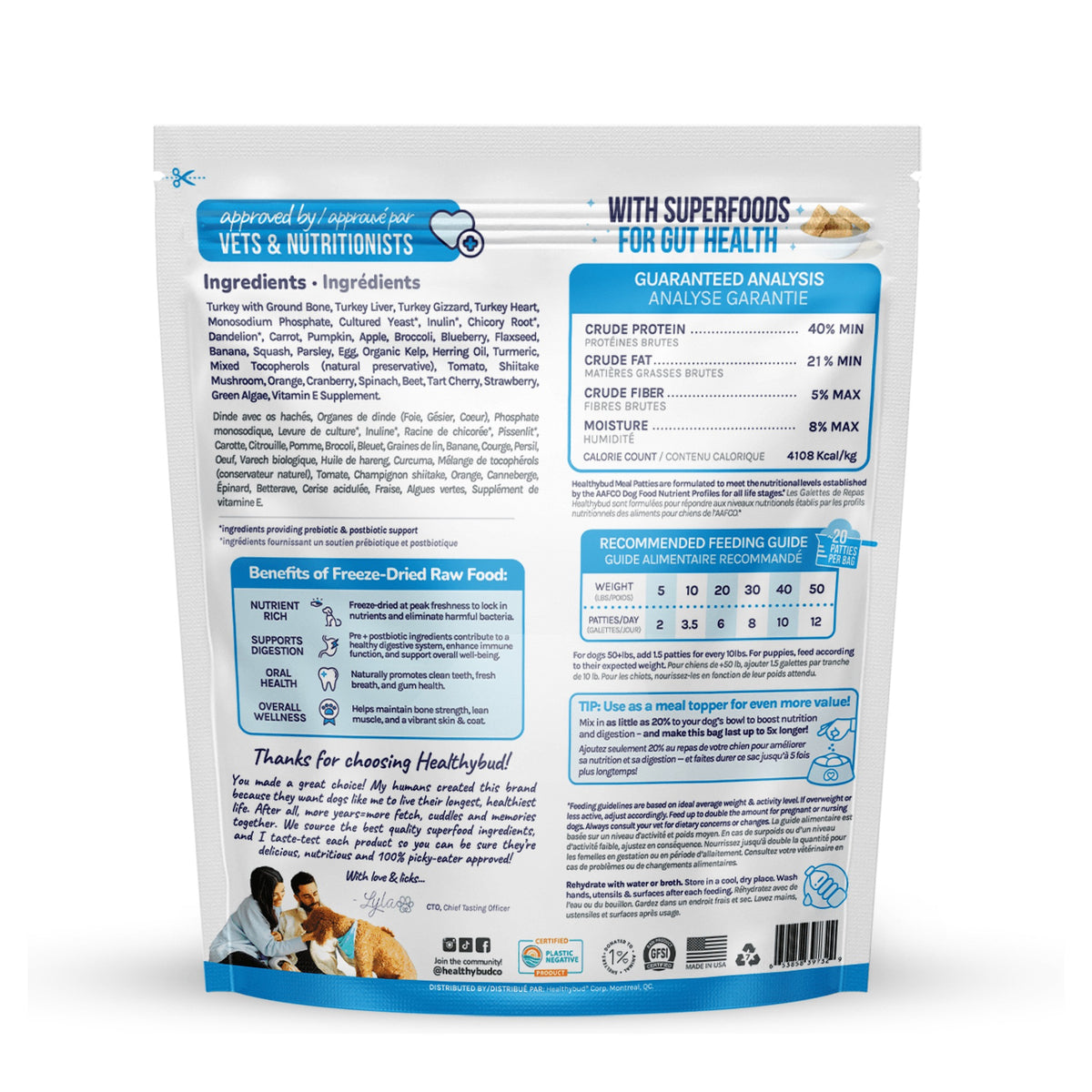 Healthybud Turkey Meal Patties｜狗狗食品｜加拿大直送-狗-毛孩物語Pets Thing｜香港寵物貓狗用品專門店：IATA寵物飛機籠、寵物手推車、貓爬架貓樹