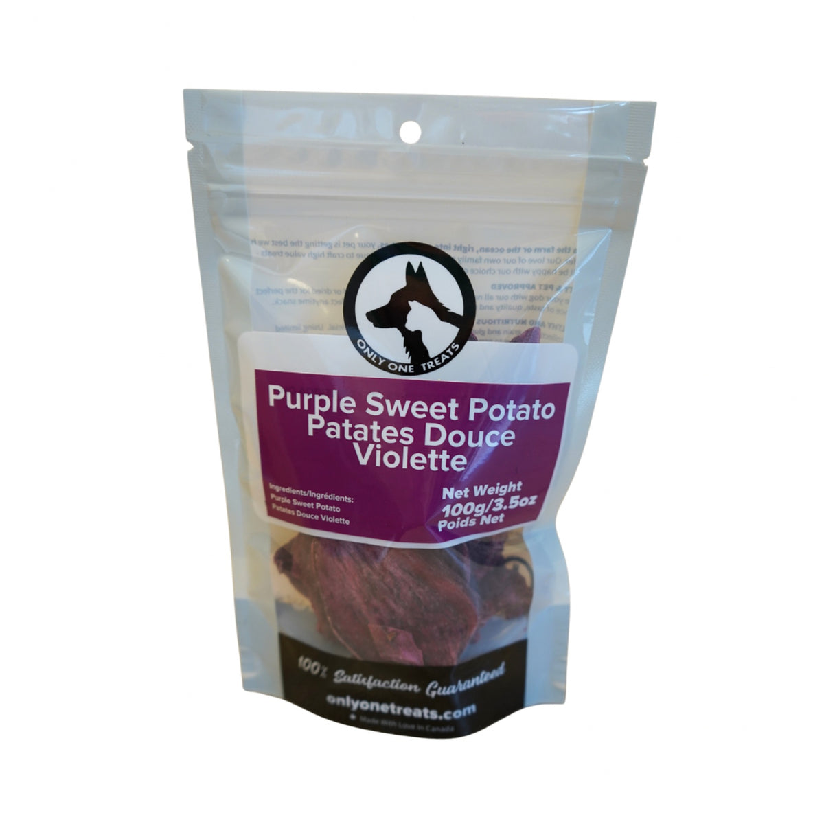 Only One Treats Purple Sweet Potato Slices 100g｜狗狗零食及咀嚼小食｜加拿大直送-狗-毛孩物語Pets Thing｜香港寵物貓狗用品專門店：IATA寵物飛機籠、寵物手推車、貓爬架貓樹