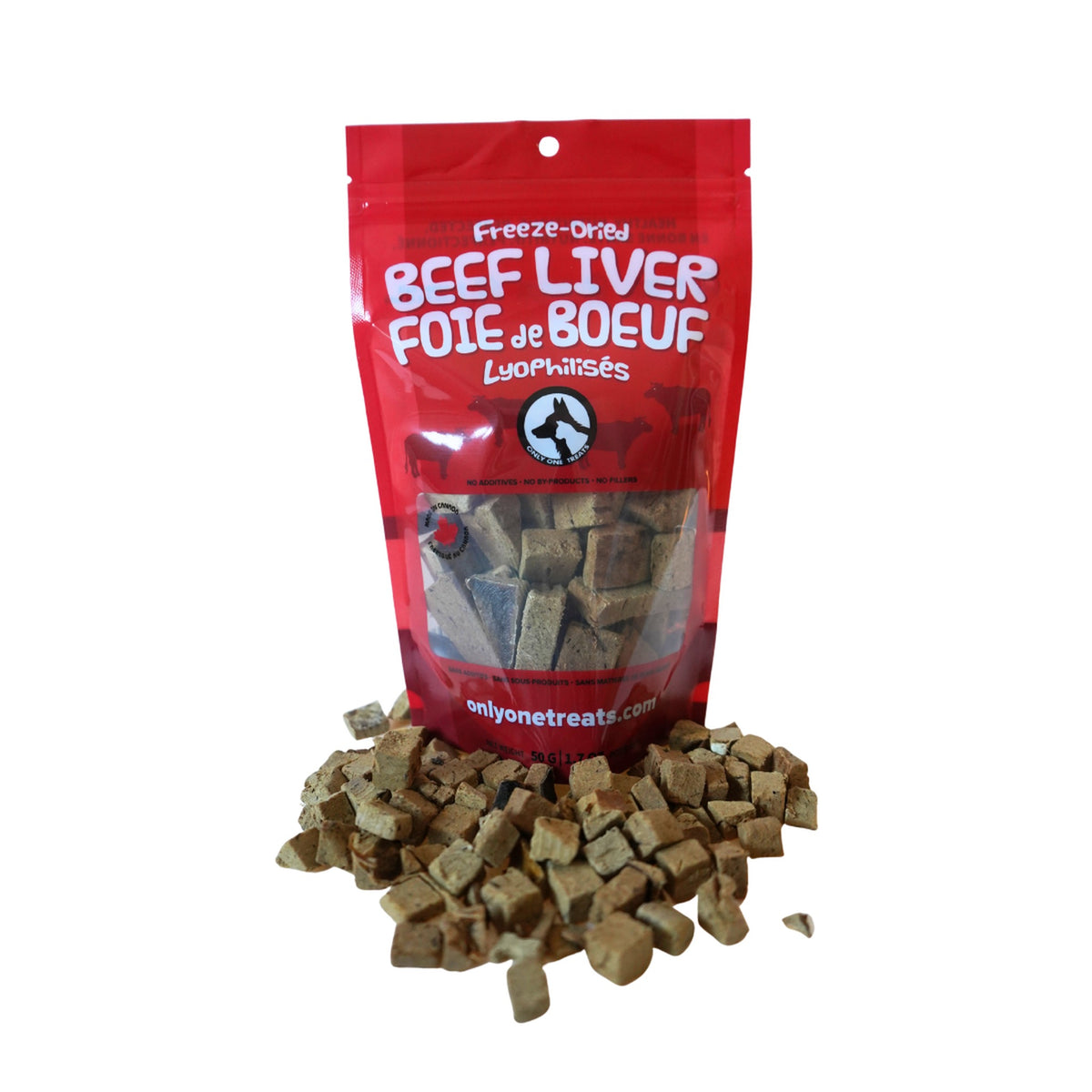 Only One Treats Freeze-Dried Beef Liver 50g｜狗狗零食及咀嚼小食｜加拿大直送-狗-毛孩物語Pets Thing｜香港寵物貓狗用品專門店：IATA寵物飛機籠、寵物手推車、貓爬架貓樹